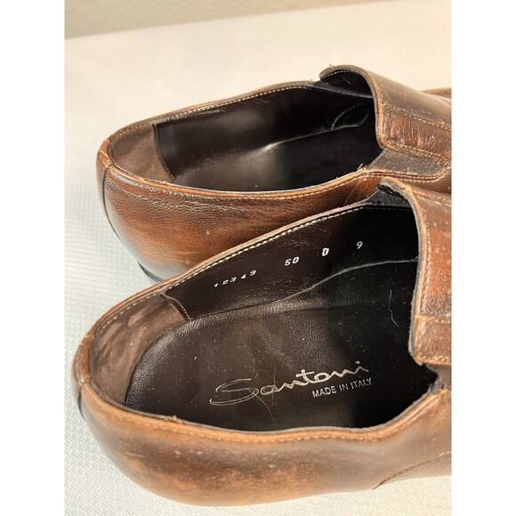 SANTONI Men's Dark Brown Leather Blaze Venetian Loafer Dress Shoe 9 US D - Picture 14 of 14